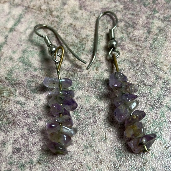 Vintage Amethyst Tumbled Chips Necklace & Earrings Set - Picture 3 of 3